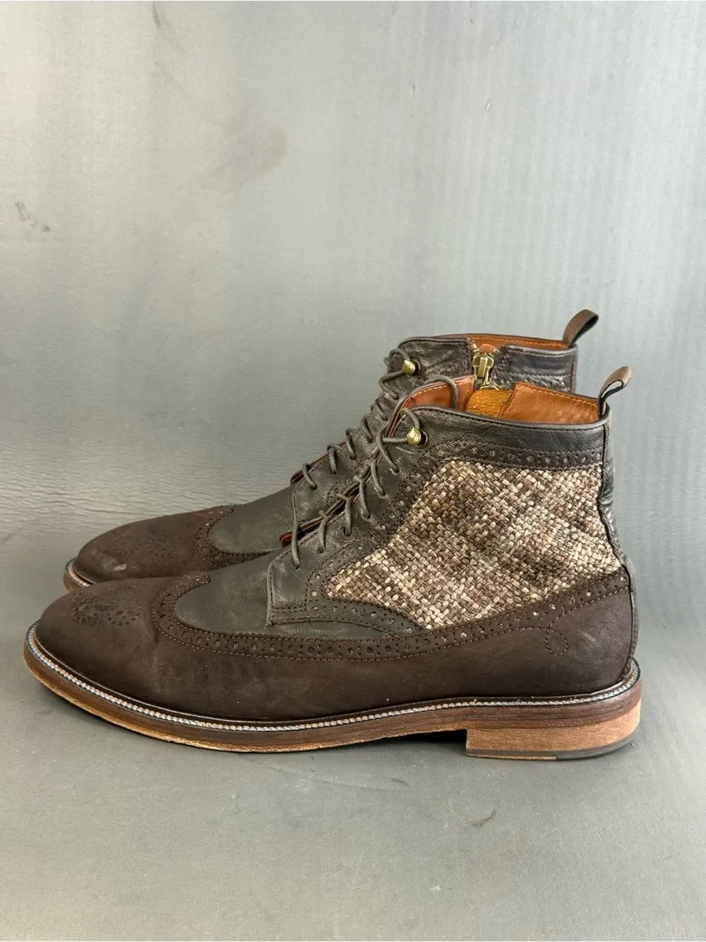 Johnston & Murphy J&M 1850 wingtip tweed boot shoes men’s size 9.5